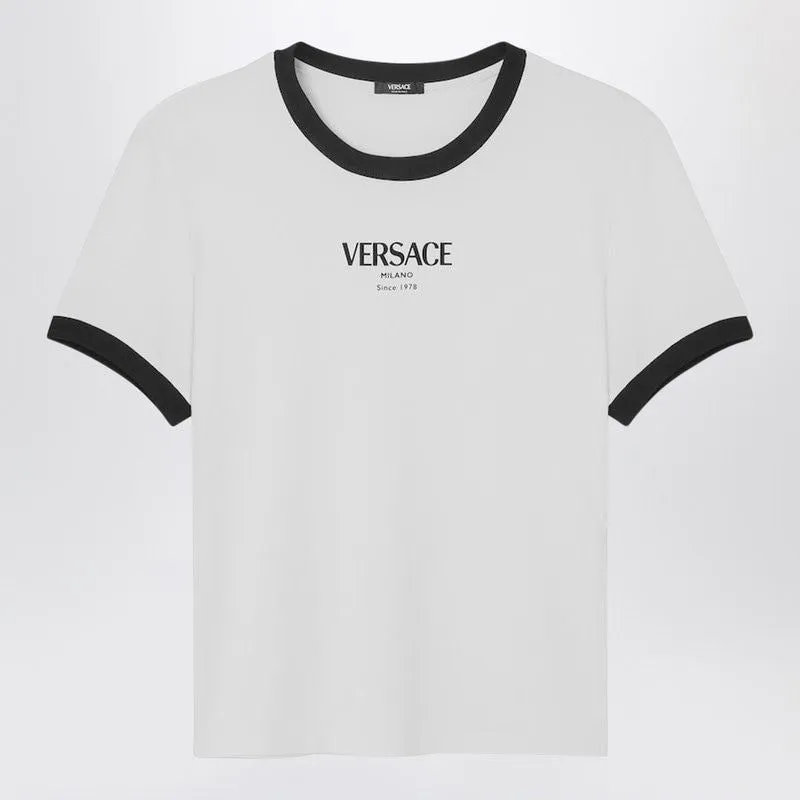 WHITE/BLACK STRETCH VISCOSE JERSEY TSHIRT sold by Lord & Taylor