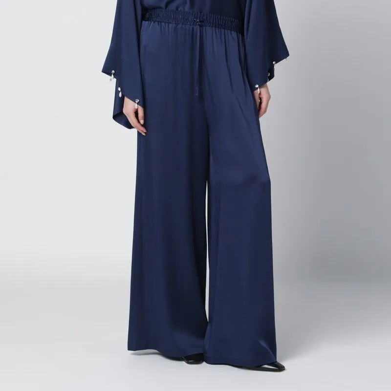 NAVY BLUE OVERSIZED VISCOSE SATIN TROUSERS made by Stella McCartney