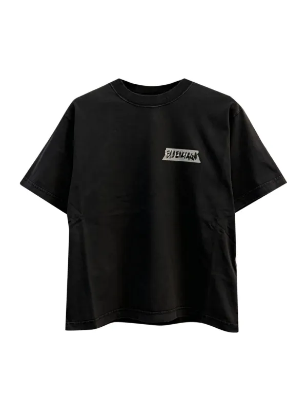 BLACK WASHED MASKING TAPE TSHIRT WITH MEDIUM FIT made by Balenciaga