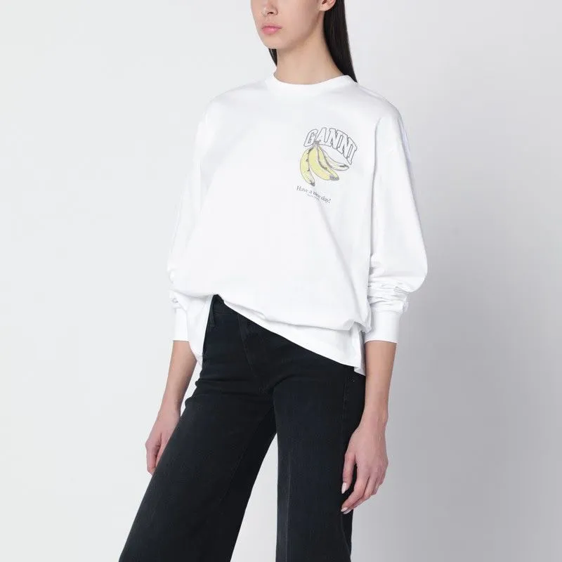 WHITE KNIT TOP WITH LOGO PRINT made by Ganni