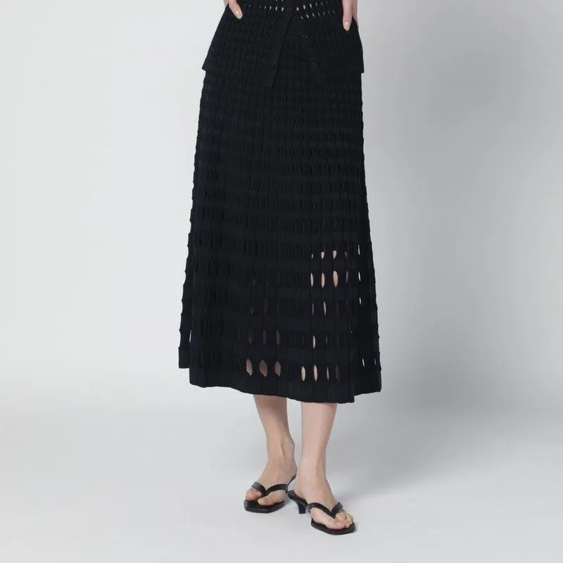 DRUE BLACK MIDI SKIRT IN OPENWORK KNIT made by Lord & Taylor