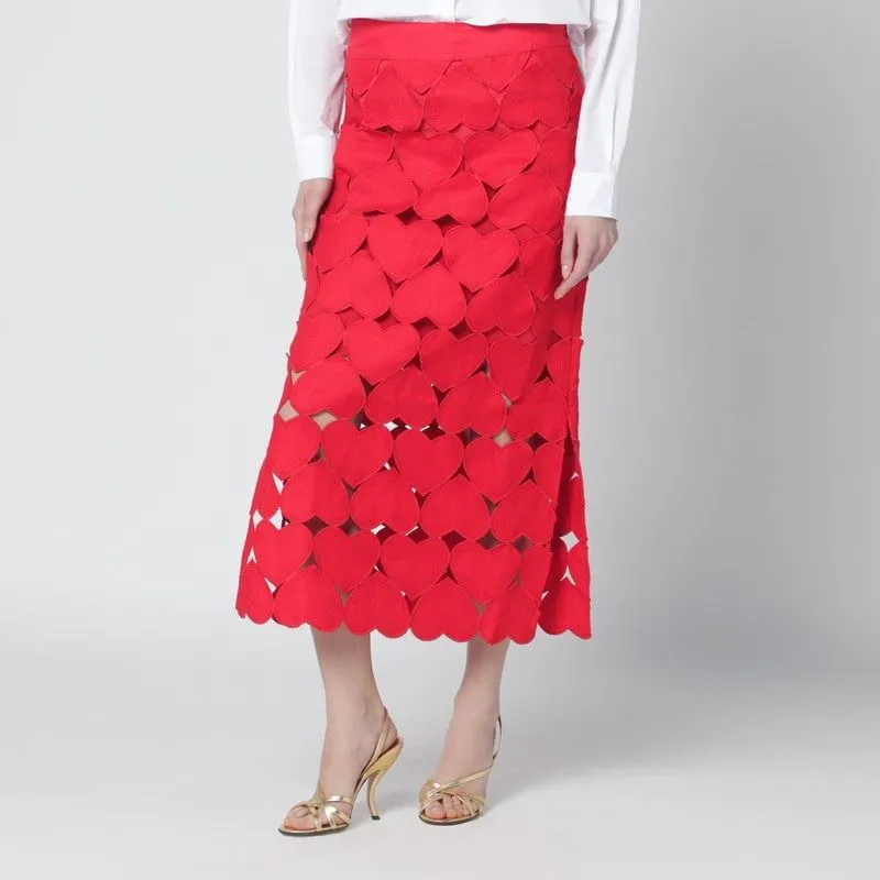 RED LINEN HEARTS SKIRT sold by Lord & Taylor