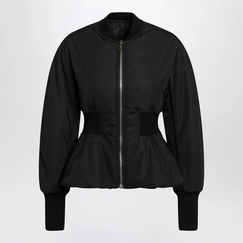 BLACK PEPLUM BOMBER JACKET IN WOOL BLEND sold by Lord & Taylor