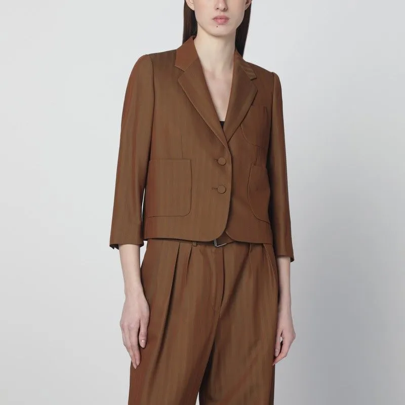 BROWN CROPPED WOOLBLEND JACKET sold by Lord & Taylor