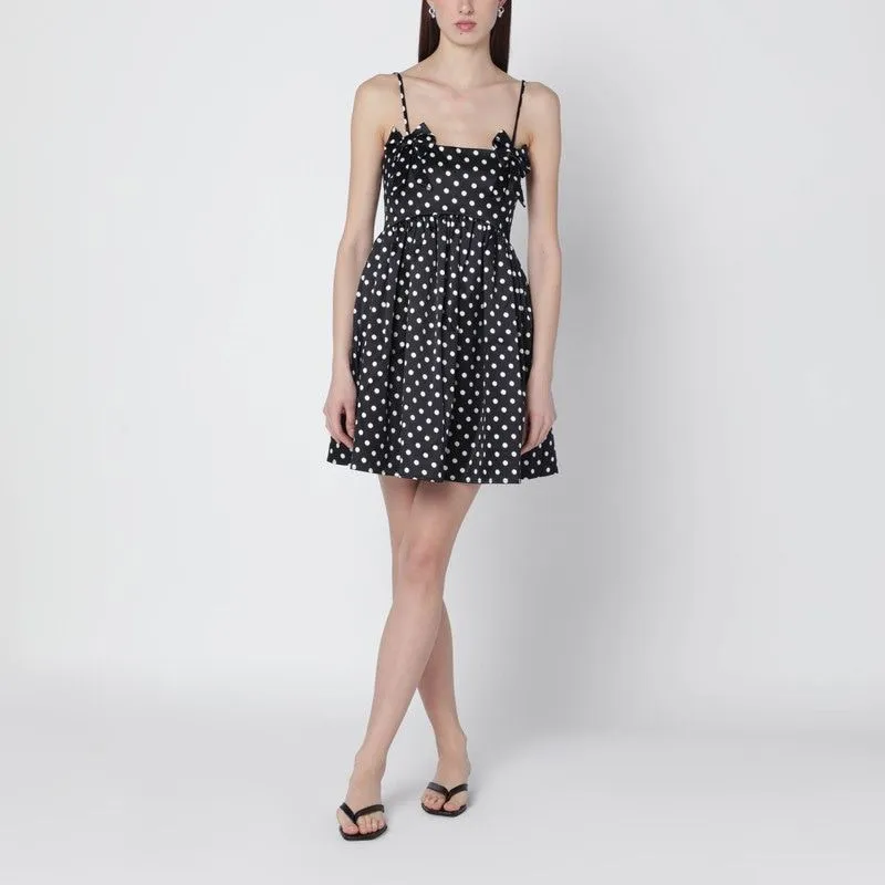 BLACK SATIN MINI DRESS WITH POLKA DOTS sold by Lord & Taylor