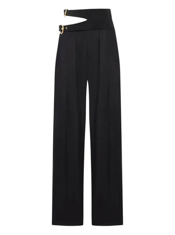 BLACK TROUSERS WITH DOUBLE BELT AND GOLD BUCKLES sold by Lord & Taylor