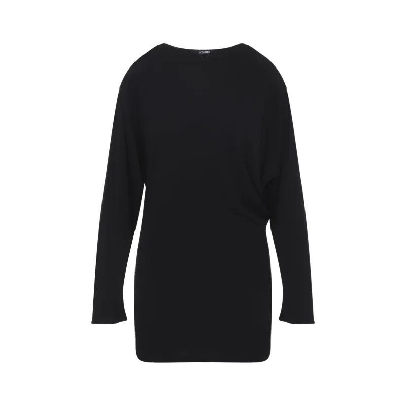 BLACK THE MISTRAL VISCOSE MINI DRESS made by Jacquemus