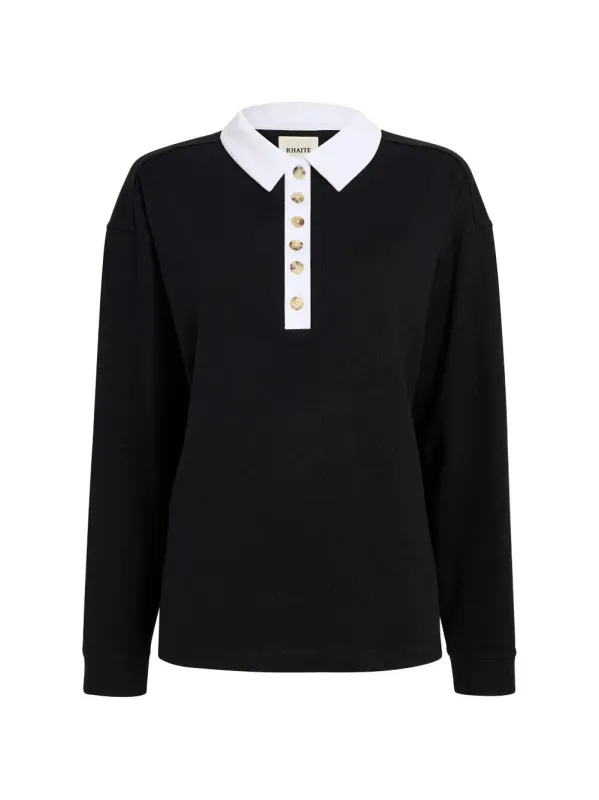 FAITHFUL SILK POLO WITH CONTRAST COLLAR made by KHAITE