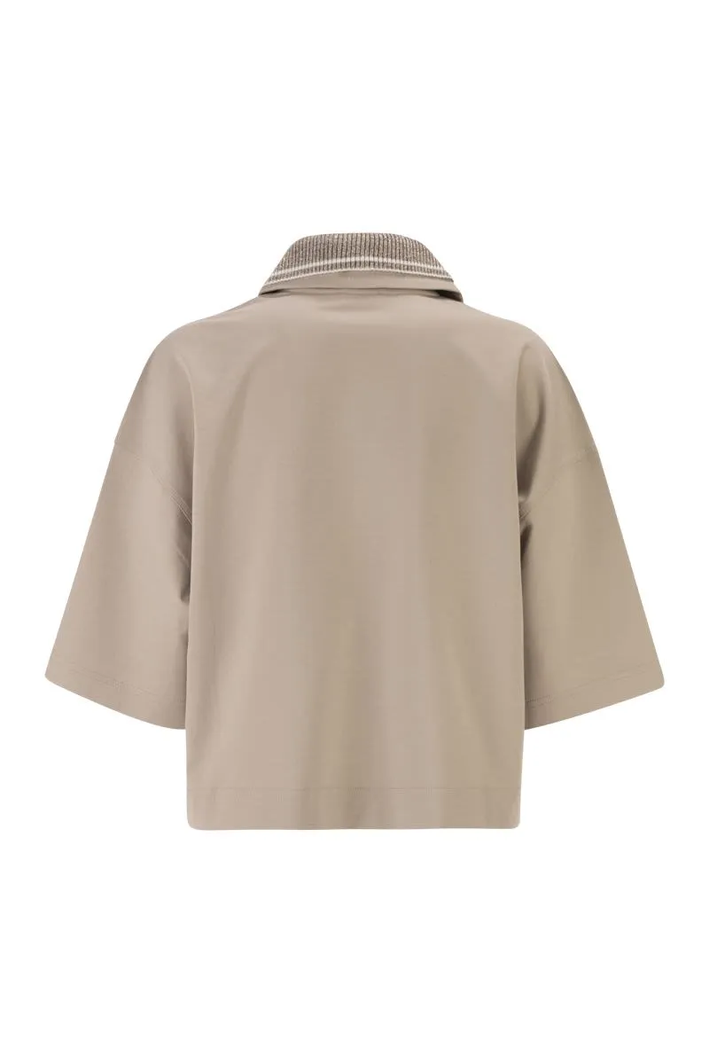 INTERLOCK COUTURE POLO SHIRT WITH SPARKLING KNITTED COLLAR sold by Lord & Taylor product image thumbnail 2