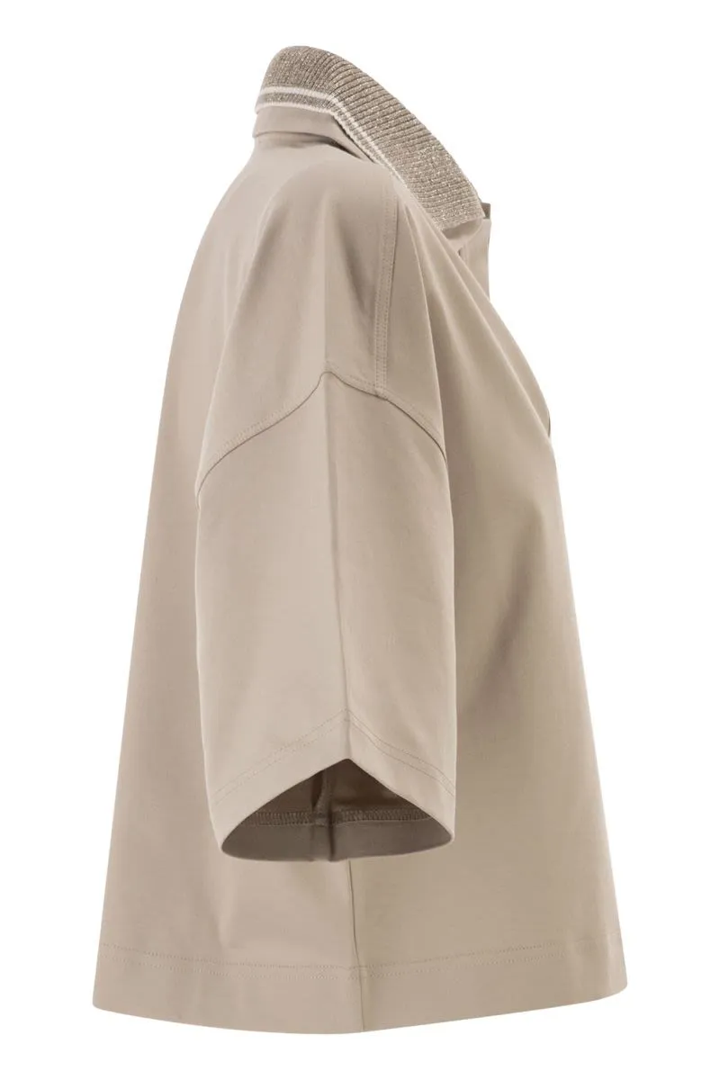 INTERLOCK COUTURE POLO SHIRT WITH SPARKLING KNITTED COLLAR sold by Lord & Taylor product image thumbnail 3