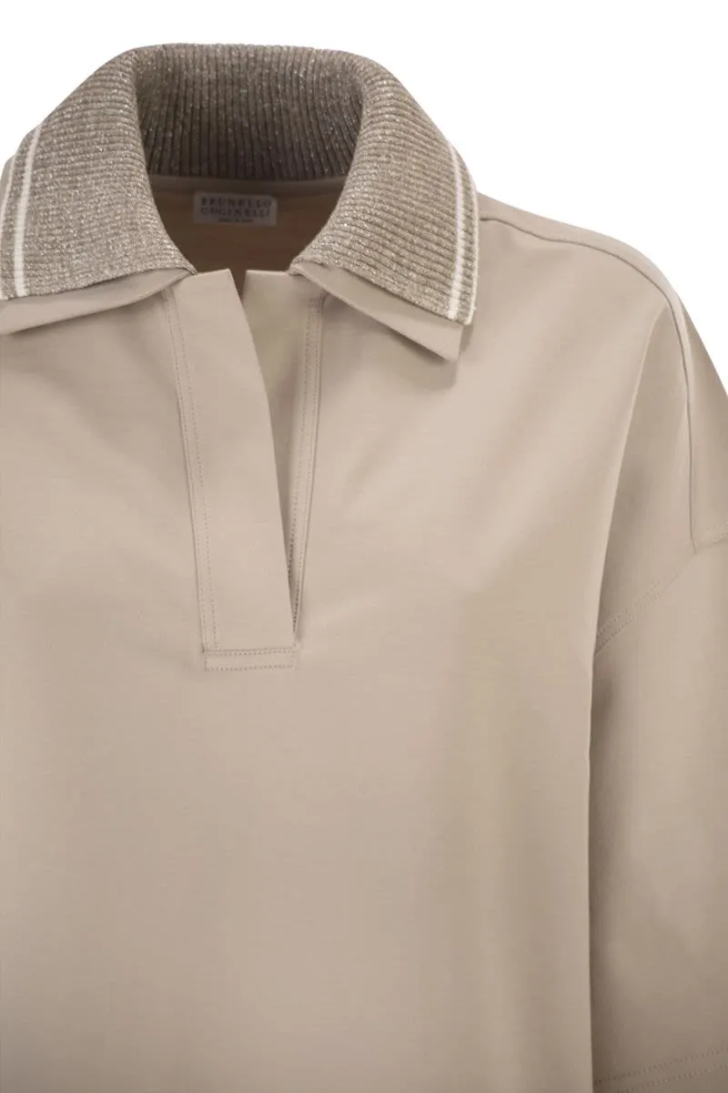 INTERLOCK COUTURE POLO SHIRT WITH SPARKLING KNITTED COLLAR sold by Lord & Taylor product image thumbnail 4