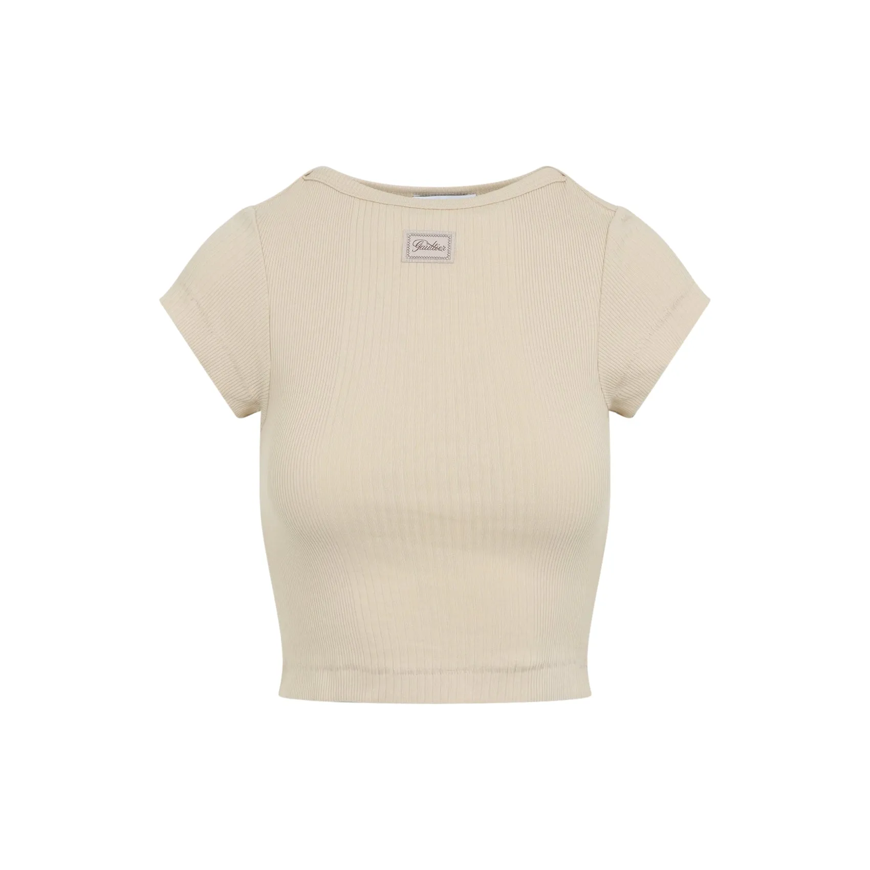BEIGE CROPPED COTTON T-SHIRT sold by Lord & Taylor
