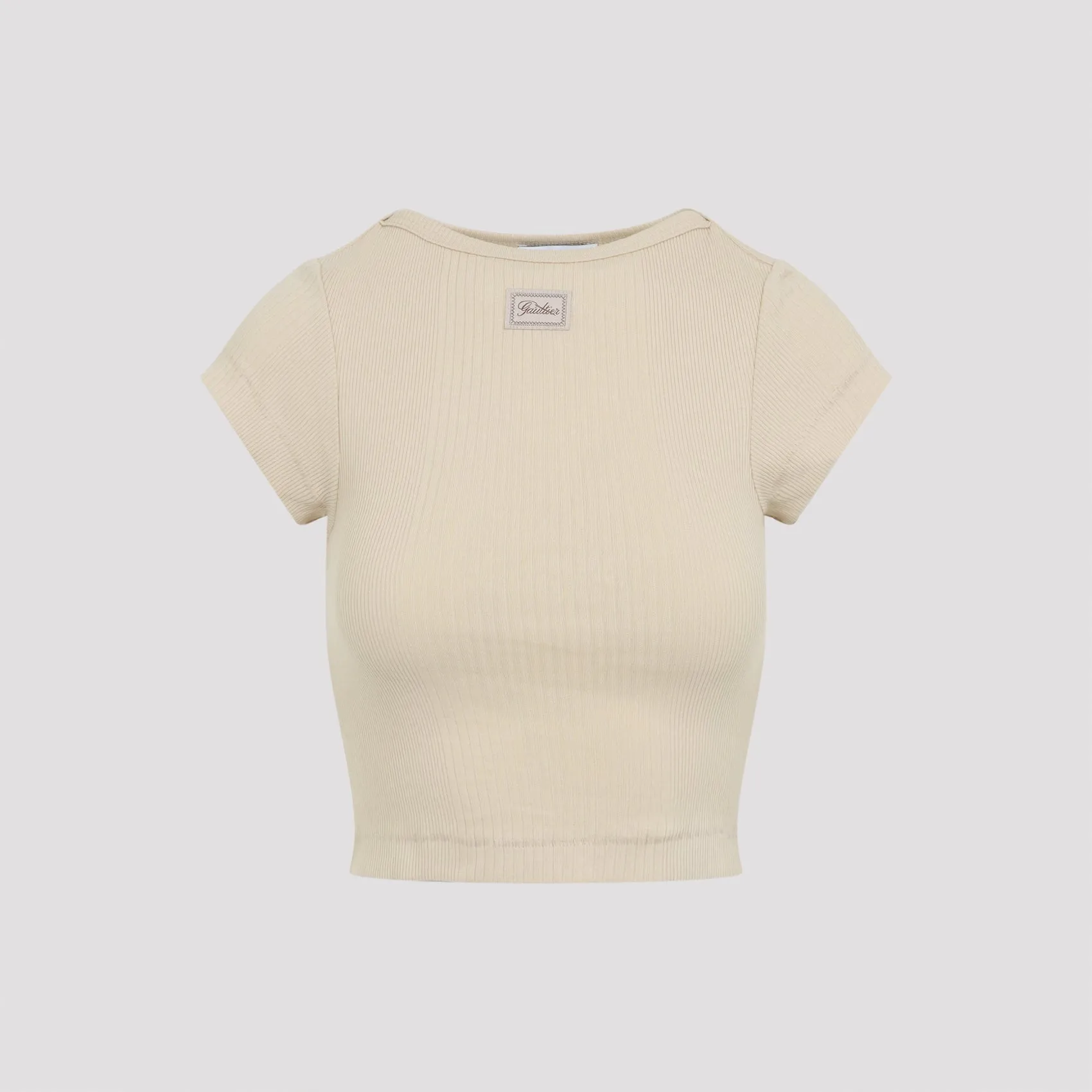 BEIGE CROPPED COTTON T-SHIRT sold by Lord & Taylor product image thumbnail 2
