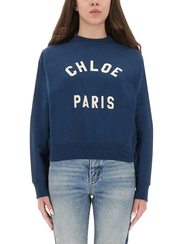 COTTON FLEECE LOGO PULLOVER made by Chloe