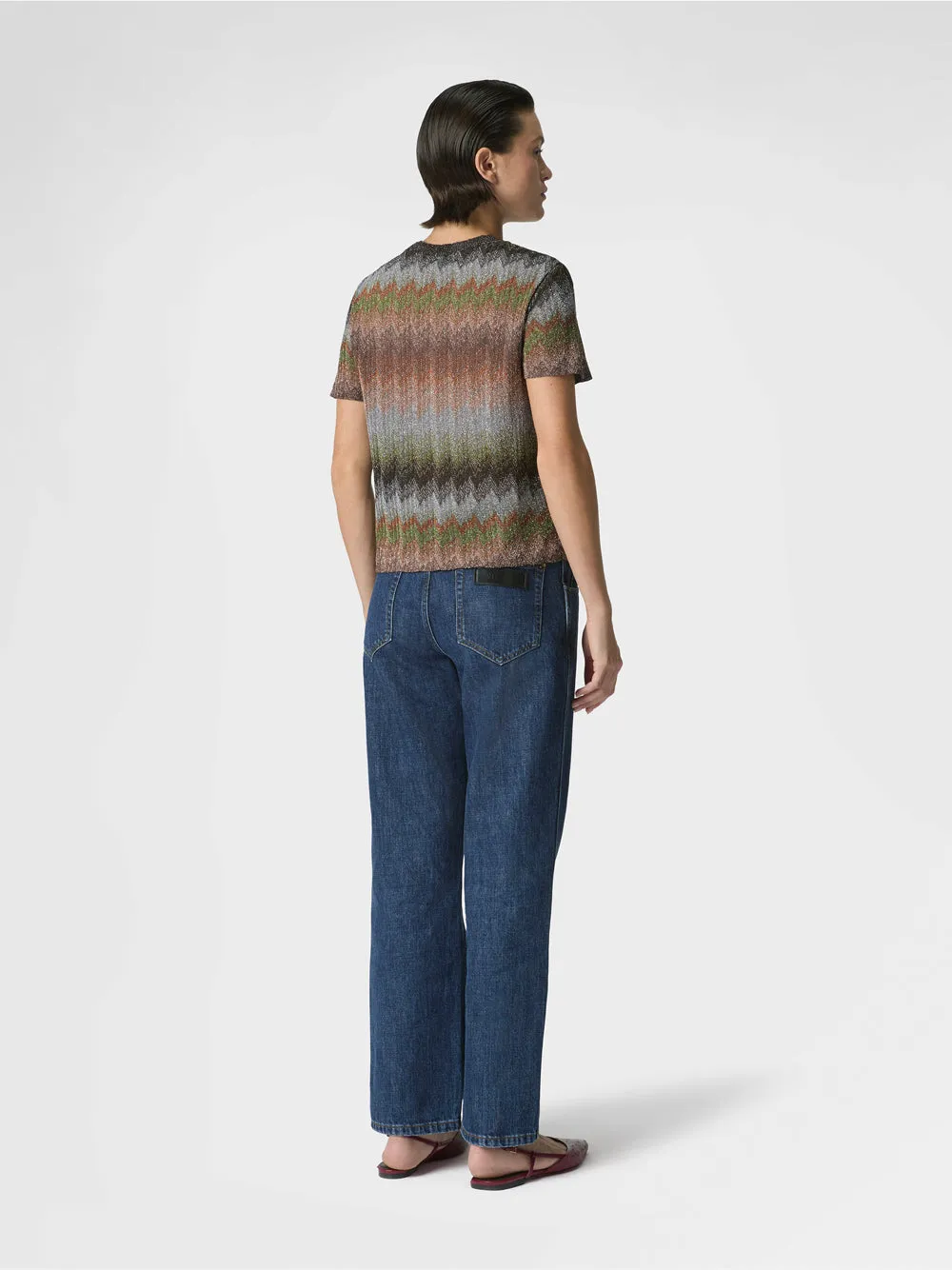 SNAKE-PATTERN VISCOSE LAMÉ CREWNECK T-SHIRT sold by Lord & Taylor product image thumbnail 3