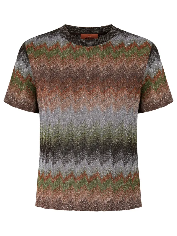 SNAKE-PATTERN VISCOSE LAMÉ CREWNECK T-SHIRT made by Missoni