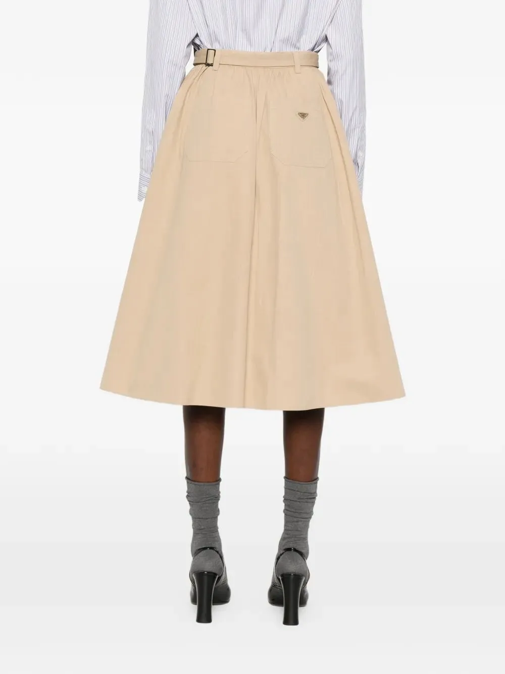 BUTTON-DETAIL BELTED COTTON MIDI SKIRT sold by Lord & Taylor product image thumbnail 3