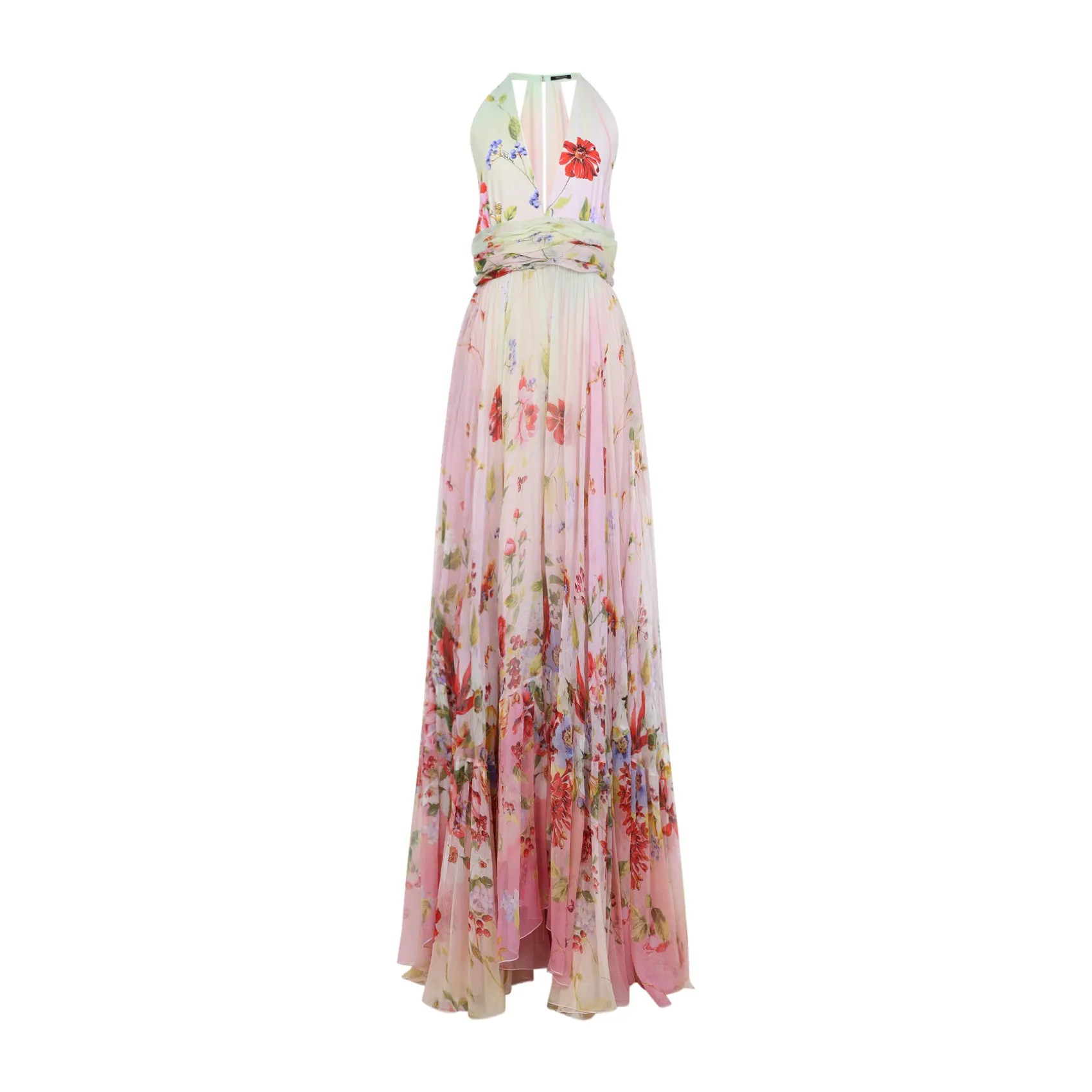 MULTICOLOR MIAMI FLOWERS SILK LONG DRESS sold by Lord & Taylor