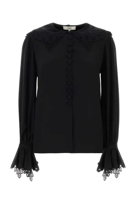 BLACK CREPE BLOUSE sold by Lord & Taylor