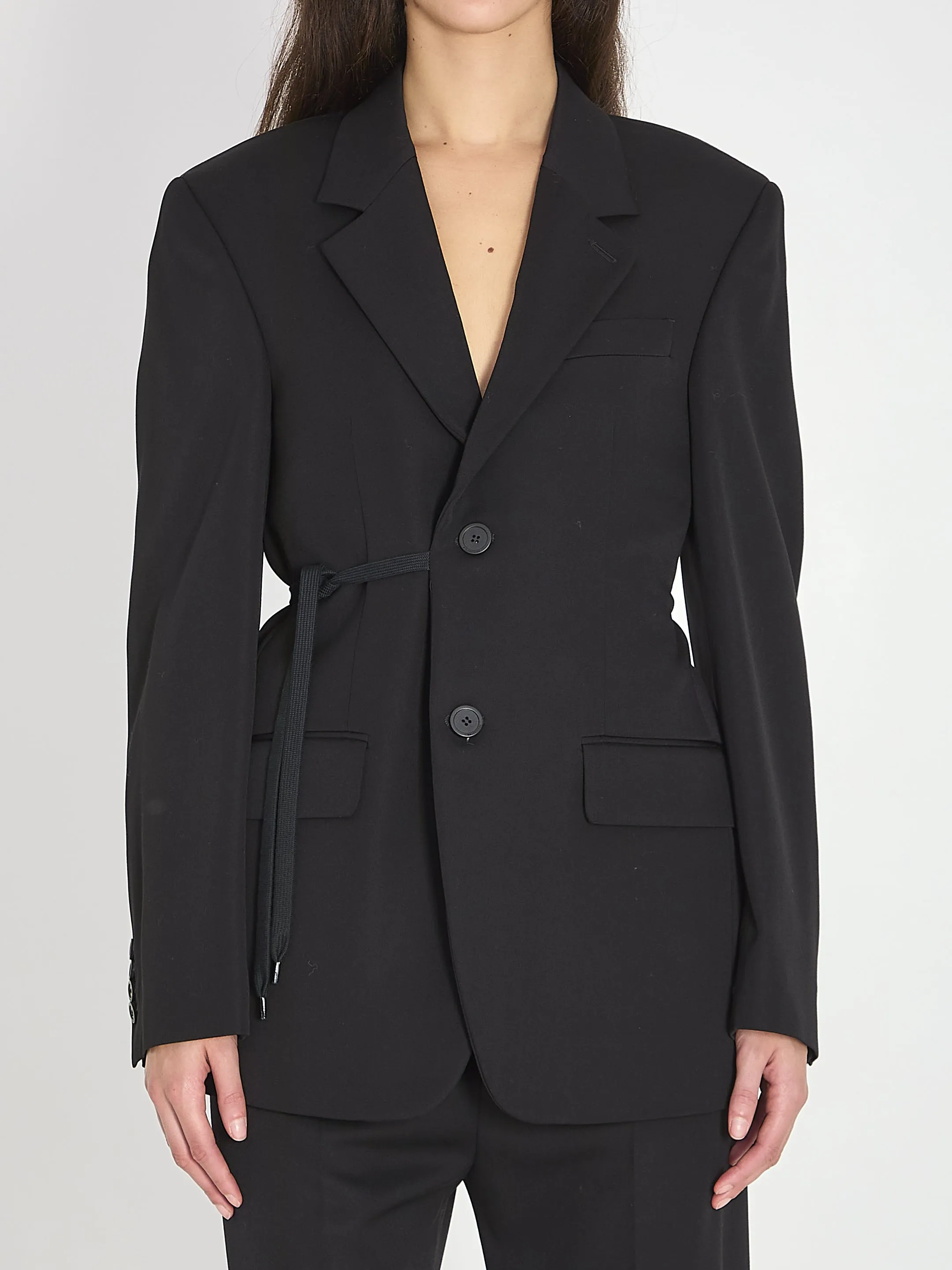 BLACK WOOL OVERSIZE BLAZER sold by Lord & Taylor