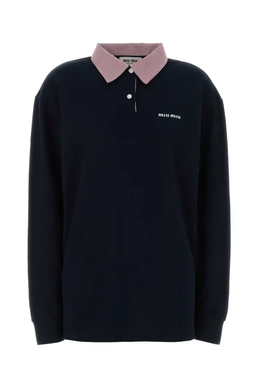 DARK BLUE PIQUET OVERSIZE POLO SHIRT sold by Lord & Taylor