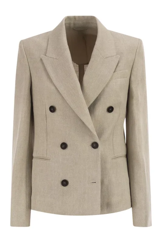 MELANGE SAND LINEN BLEND BLAZER made by Brunello Cucinelli