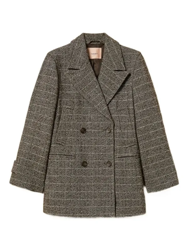 TWINSET HERRINGBONE DOUBLE-BREASTED COAT made by Twinset