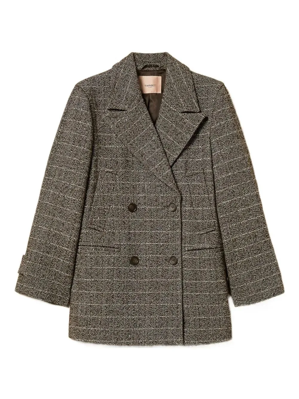 TWINSET HERRINGBONE DOUBLE-BREASTED COAT sold by Lord & Taylor