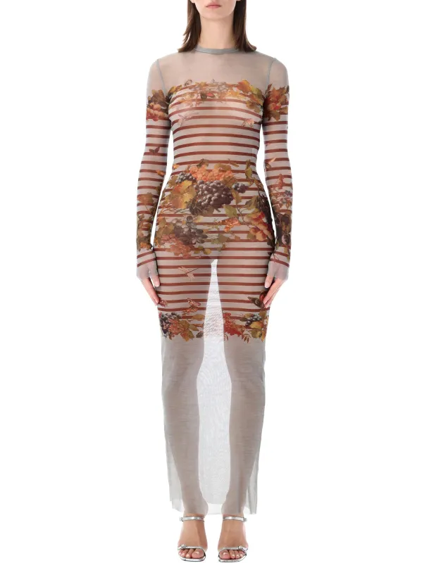JEAN PAUL GAULTIER MARINIÈRE MESH LONG DRESS sold by Lord & Taylor
