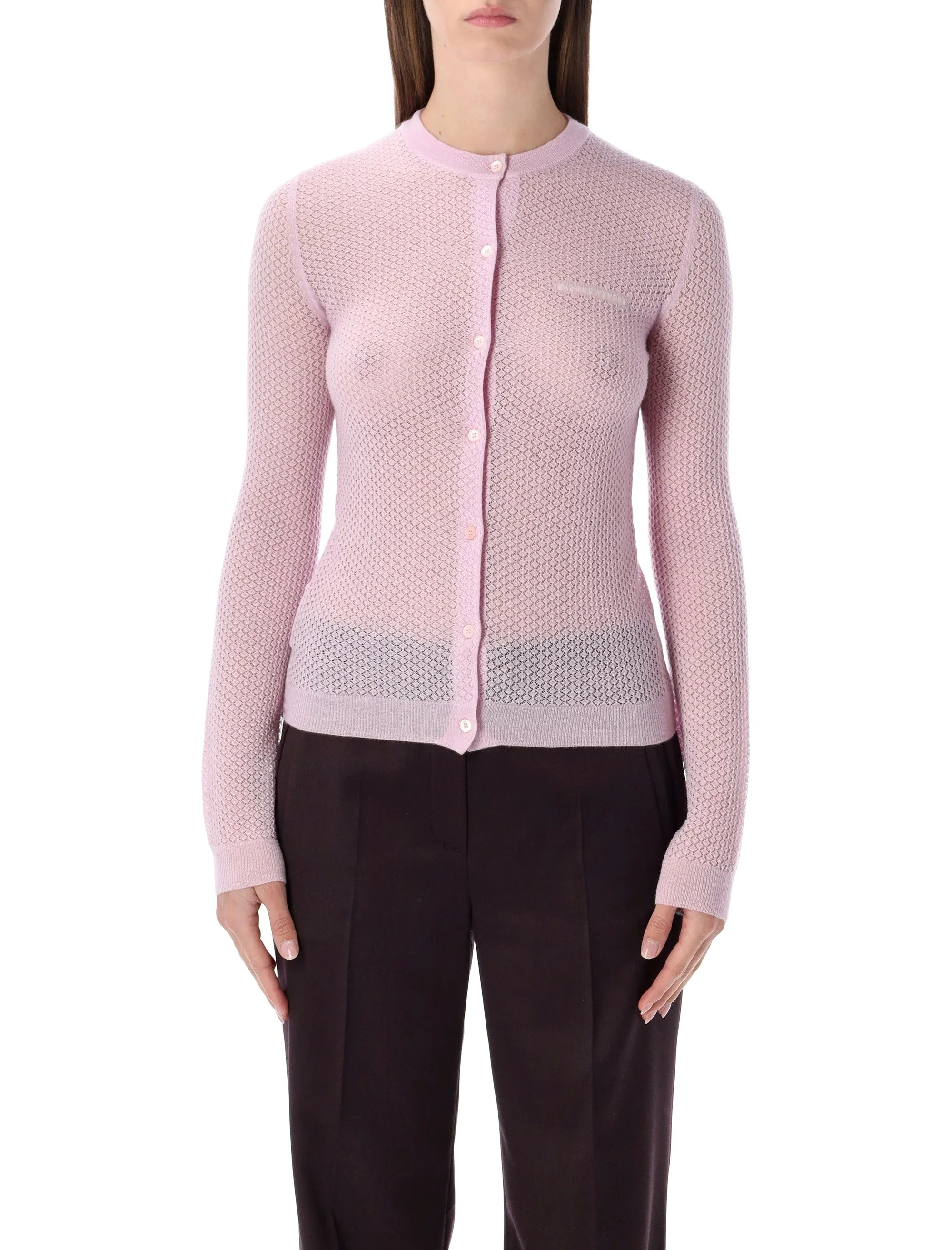 MIU MIU CASHMERE CARDIGAN WITH LACY KNIT sold by Lord & Taylor