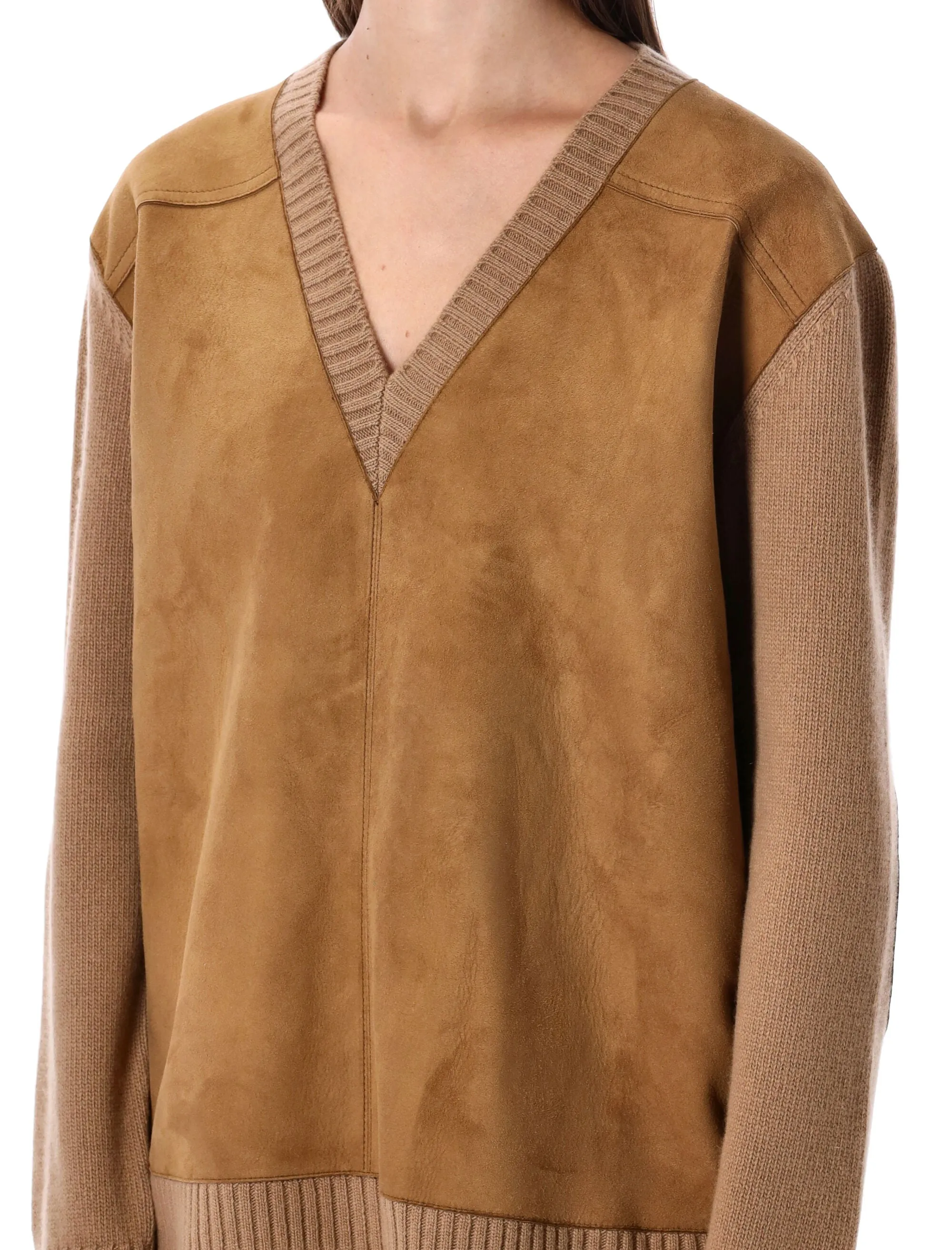 PRADA WOOL AND CASHMERE SWEATER WITH LAMBSKIN FRONT sold by Lord & Taylor product image thumbnail 3