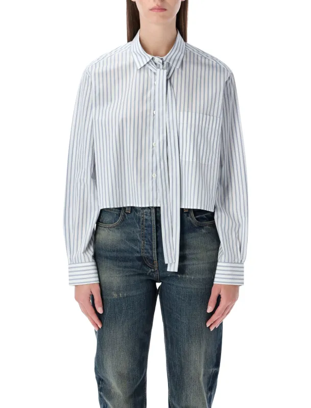 PRADA STRIPED POPLIN SHORT SHIRT WITH SCARF COLLAR made by Prada