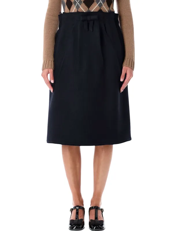 PRADA CHEVRON WOOL MIDI SKIRT WITH BOW DETAIL sold by Lord & Taylor