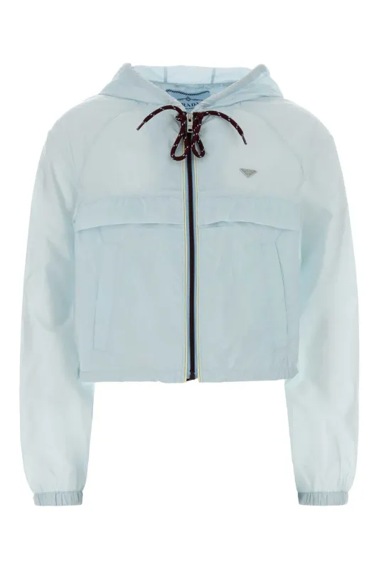 PASTEL LIGHT-BLUE RE-NYLON WINDBREAKER made by Prada