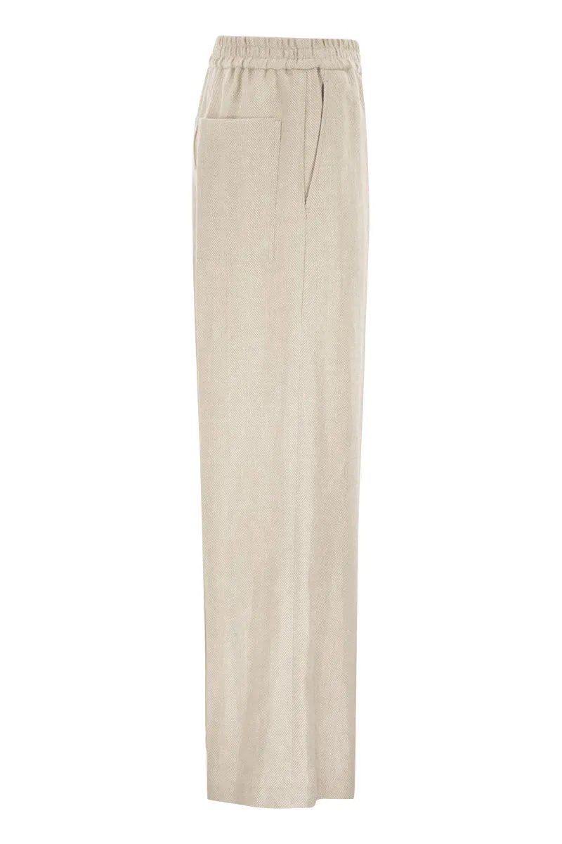 MELANGE BEIGE LINEN BLEND WIDE-LEG PANT sold by Lord & Taylor product image thumbnail 3