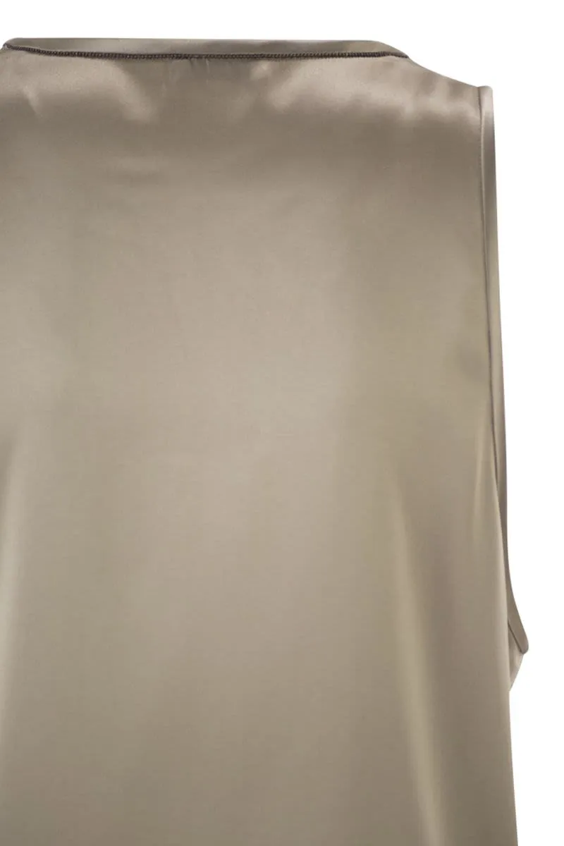 STRETCH SILK SATIN CREW NECK TOP sold by Lord & Taylor product image thumbnail 4