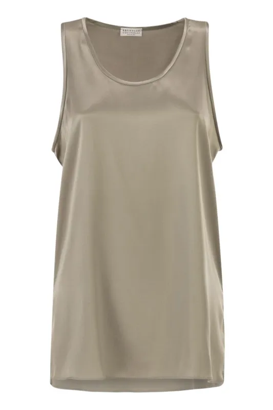 STRETCH SILK SATIN CREW NECK TOP sold by Lord & Taylor