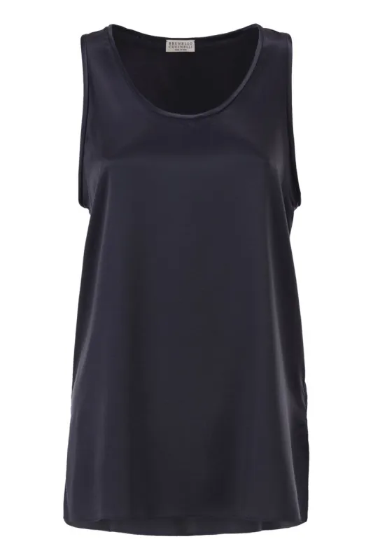 STRETCH SILK SATIN CREW NECK TOP sold by Lord & Taylor