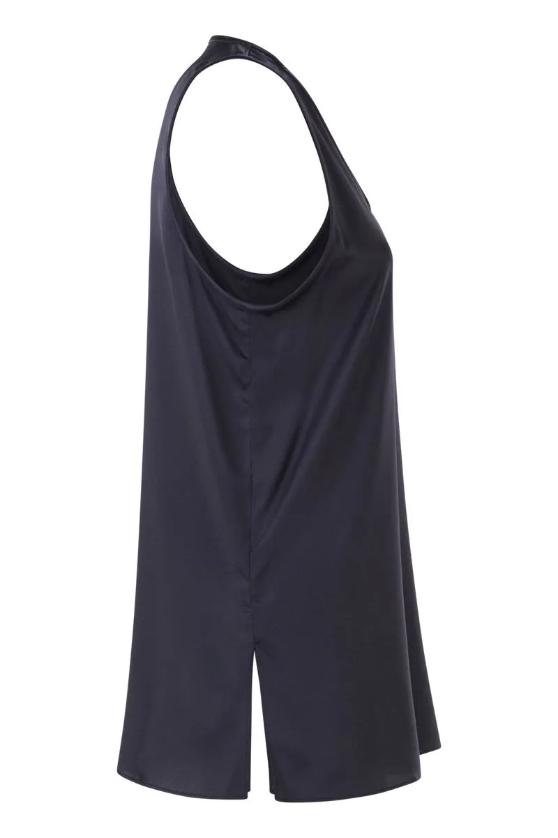 STRETCH SILK SATIN CREW NECK TOP sold by Lord & Taylor product image thumbnail 3