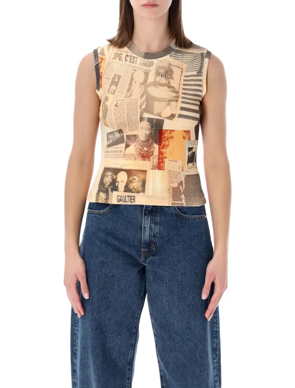 JEAN PAUL GAULTIER JOURNAL COTTON RIB TANK TOP sold by Lord & Taylor