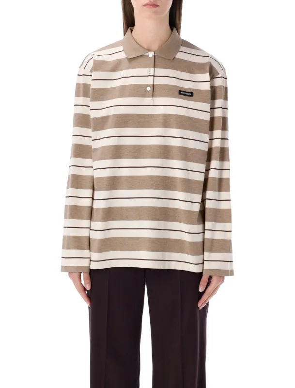 MIU MIU STRIPED COTTON JERSEY POLO SHIRT sold by Lord & Taylor