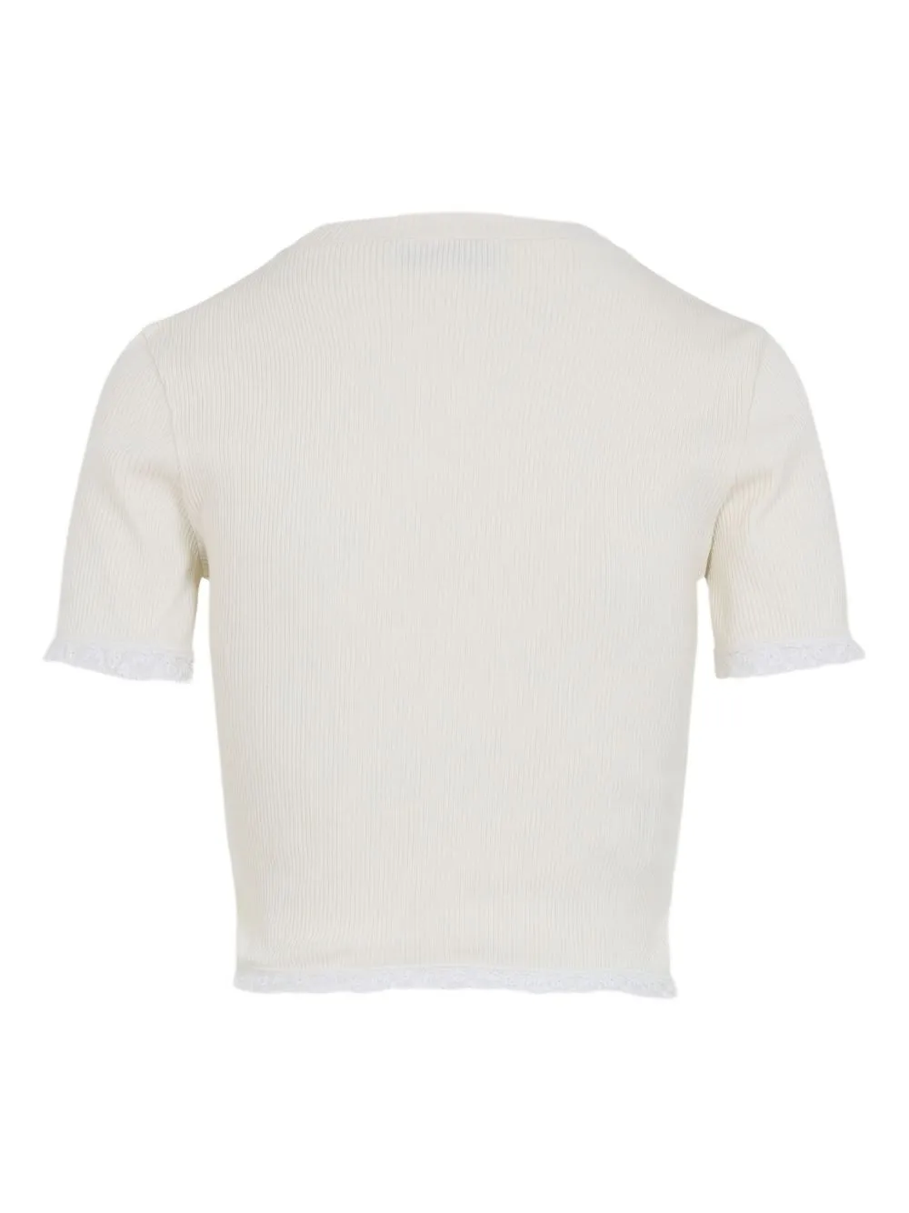 MIU MIU CROPPED RIBBED TOP WITH LACE TRIM sold by Lord & Taylor product image thumbnail 3