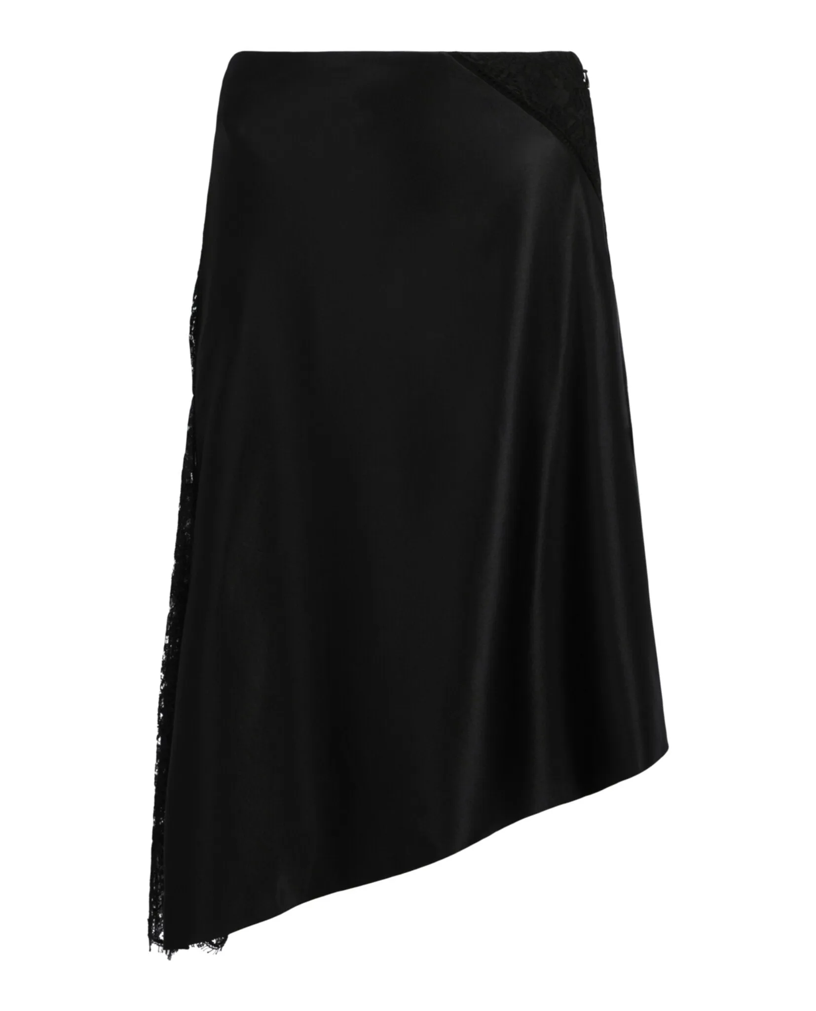 Lace Insert Asymmetric Silk Midi Skirt sold by Lord & Taylor