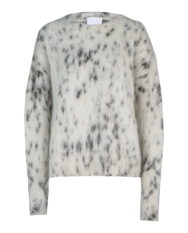 Cropped Sweater In Mohair With Snow Leopard Print sold by Lord & Taylor