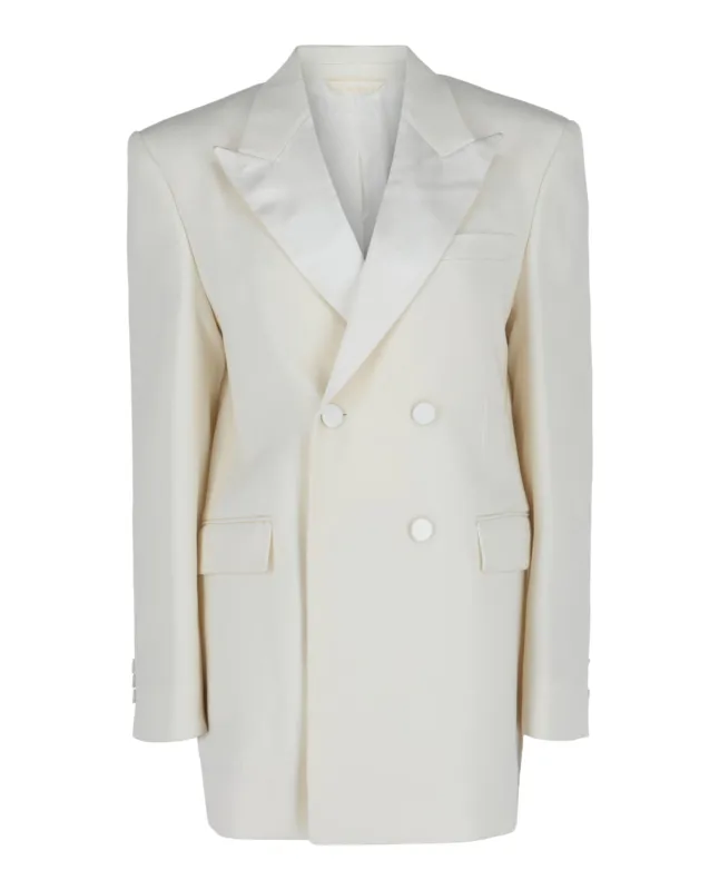 Double-Breasted Satin Trimmed Jacket sold by Lord & Taylor