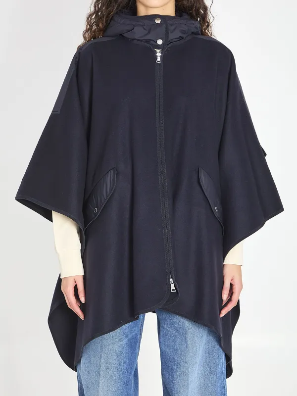 WOOL HOODED ZIP-UP CAPE sold by Lord & Taylor