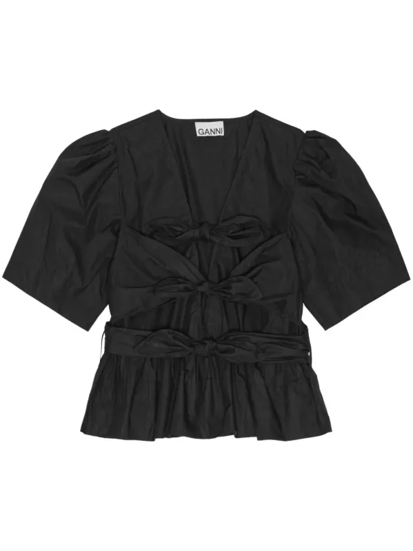 WASHED TIE STRAP BLOUSE made by Ganni