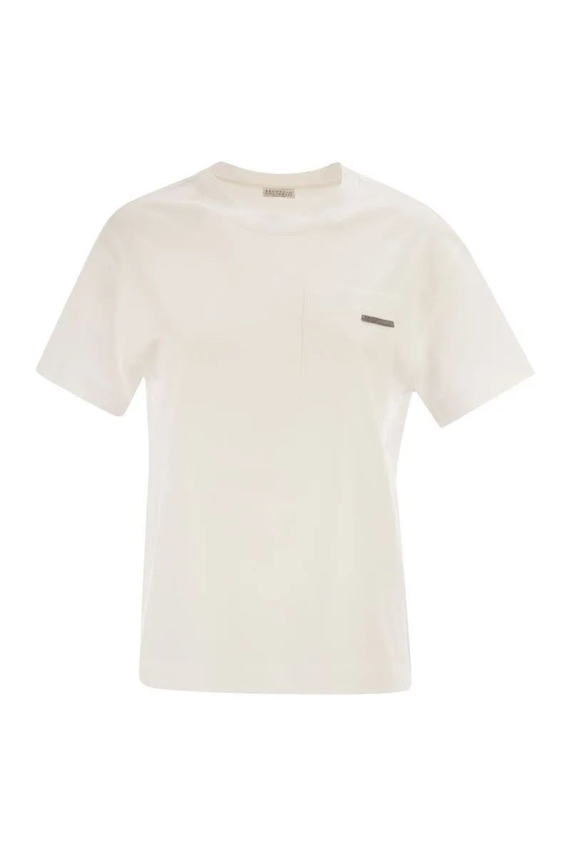 COTTON JERSEY T-SHIRT WITH SHINY TAB sold by Lord & Taylor