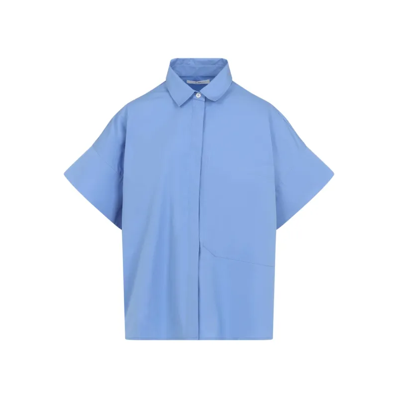 LIGHT BLUE BOXY SS COTTON SHIRT sold by Lord & Taylor