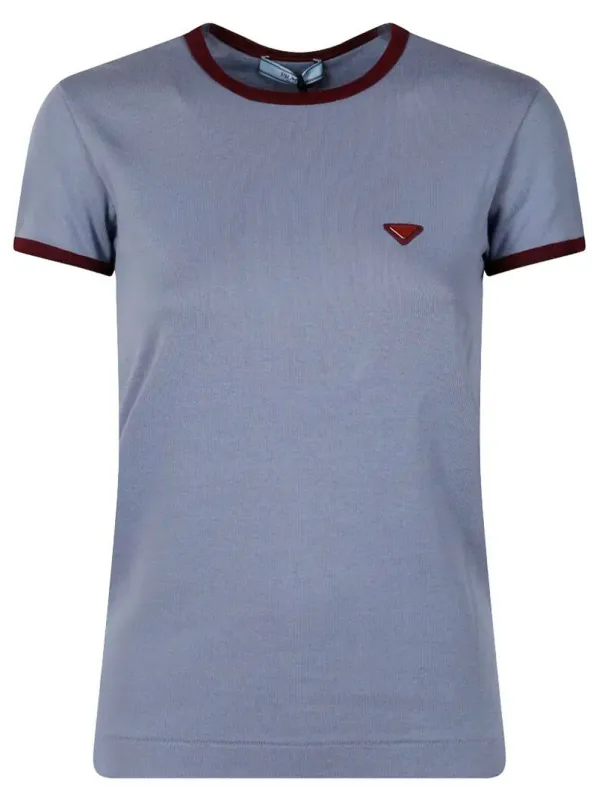 AIR FORCE BLUE COTTON T-SHIRT made by Prada